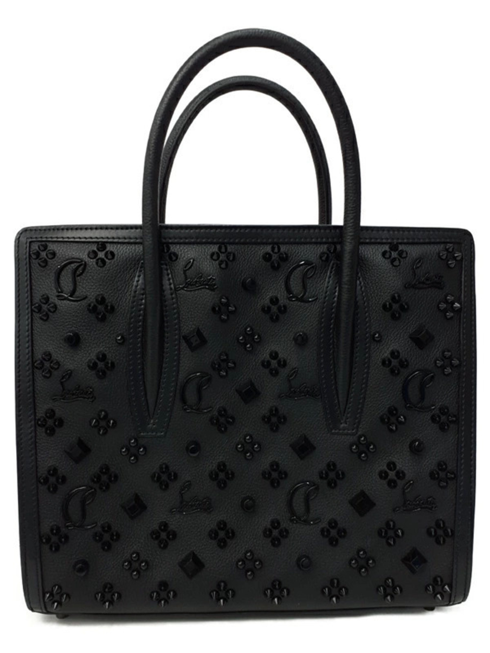 Christian Louboutin Paloma leather studs chain shoulder Bag Black